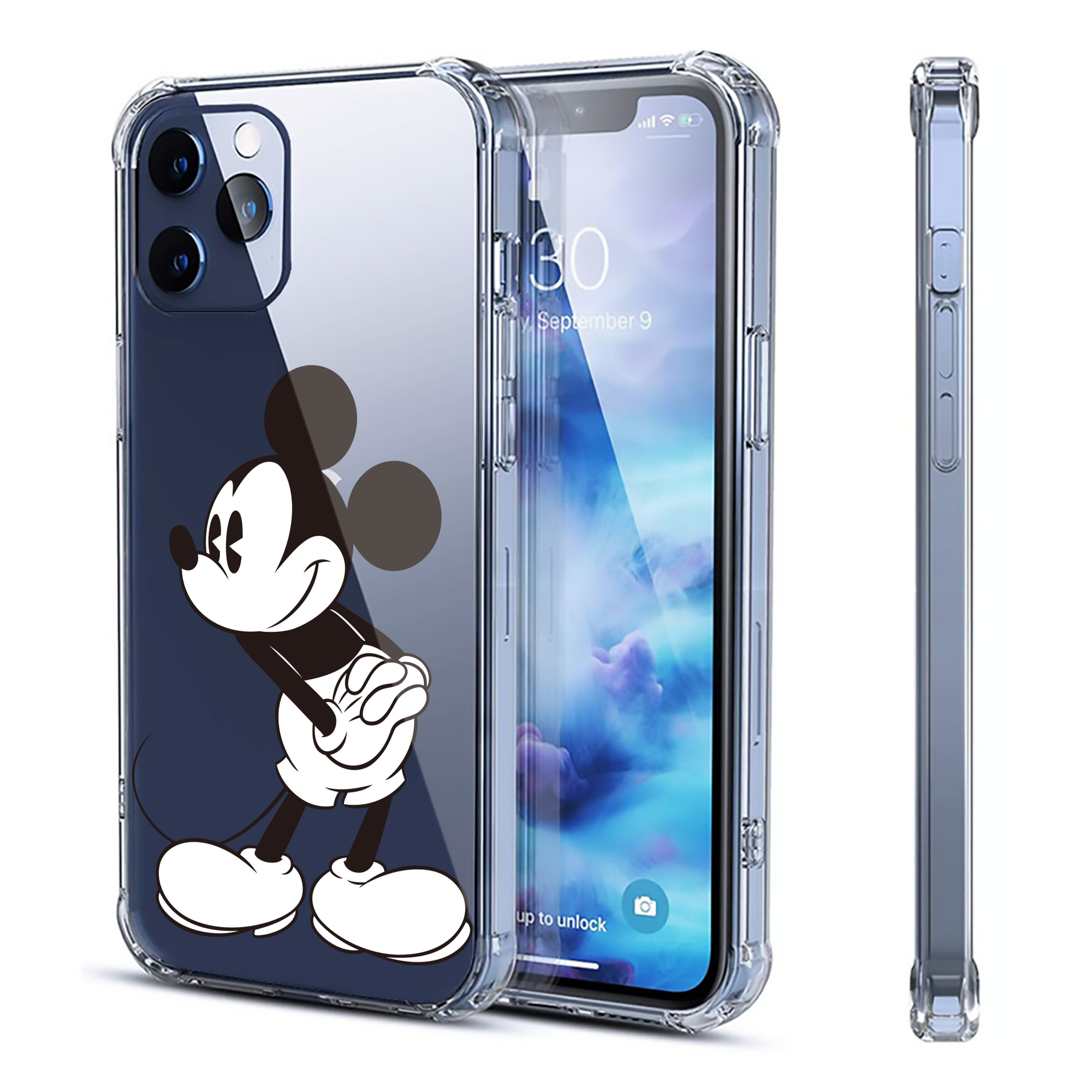 （画像用） ミッキーマウス Mickey Mouse 【iPhone 12シリーズ対応】透明スマホケース（クリアソフトケース）